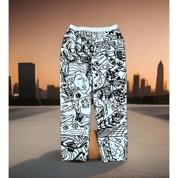 EVERYDAY LORDS Forklore Sweatpants Black & WhiteSize 2XL Streetwear Jogger XXL